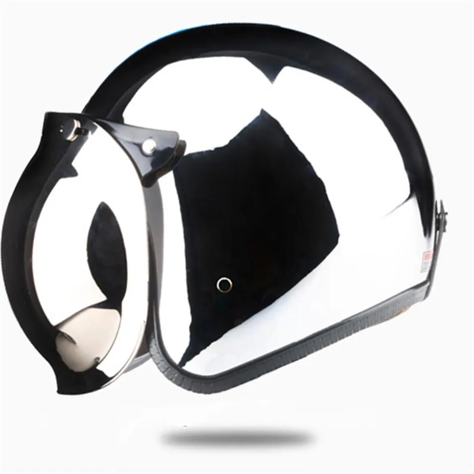 Открытое лицо мотоциклетное шлем Винтаж Kask Cascete Chrome Silver Retro Casque Mirror Pilot Jet Moto 3 4 Half Casco Dot 513305K