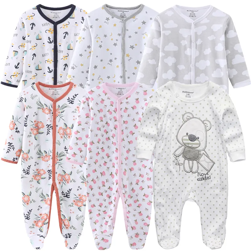 Barboteuses 012 mois bébé né filles garçons 100% coton vêtements de longue Sheeve 123 pièces vêtements pour bébés pyjamas salopette 230728