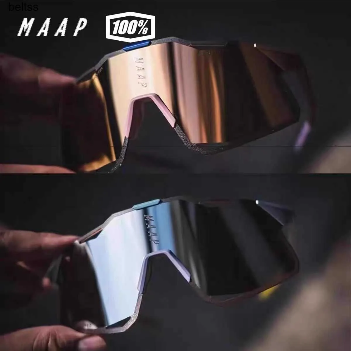 Óculos de ciclismo leve MAAP x 100 Hypercraft Óculos de ciclismo polarizados UV à prova de vento