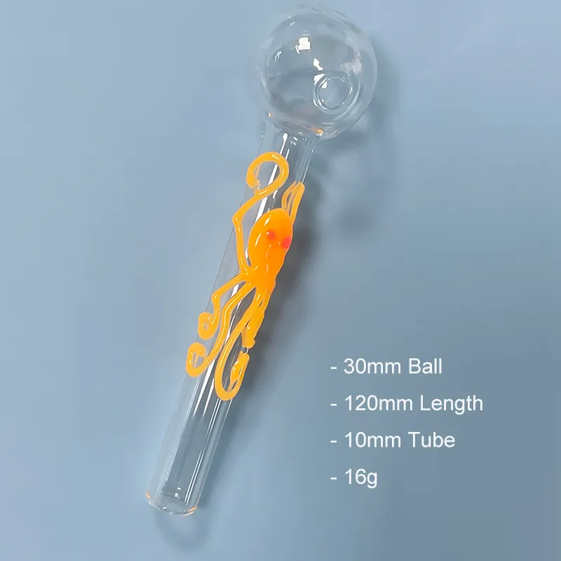 Kuvarspro Koyu Kalın Cam Yağ Brülöründe Parıltı Sigara Boru El Duman Balonu 3cm Kafa Kasesi ile Ahtapot Görüntüsü