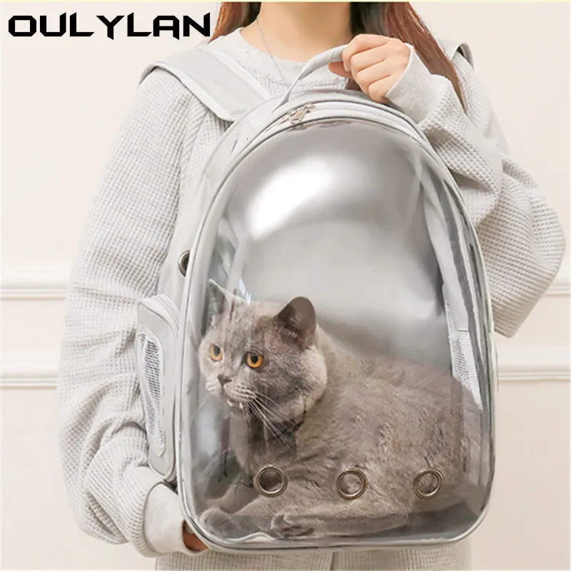 Cat s Crates Houses Oulylan Cat Carrying Bag Space Pet Zaino Traspirante Portatile Trasparente Zaino Puppy Dog Transport Forniture per animali domestici 230727