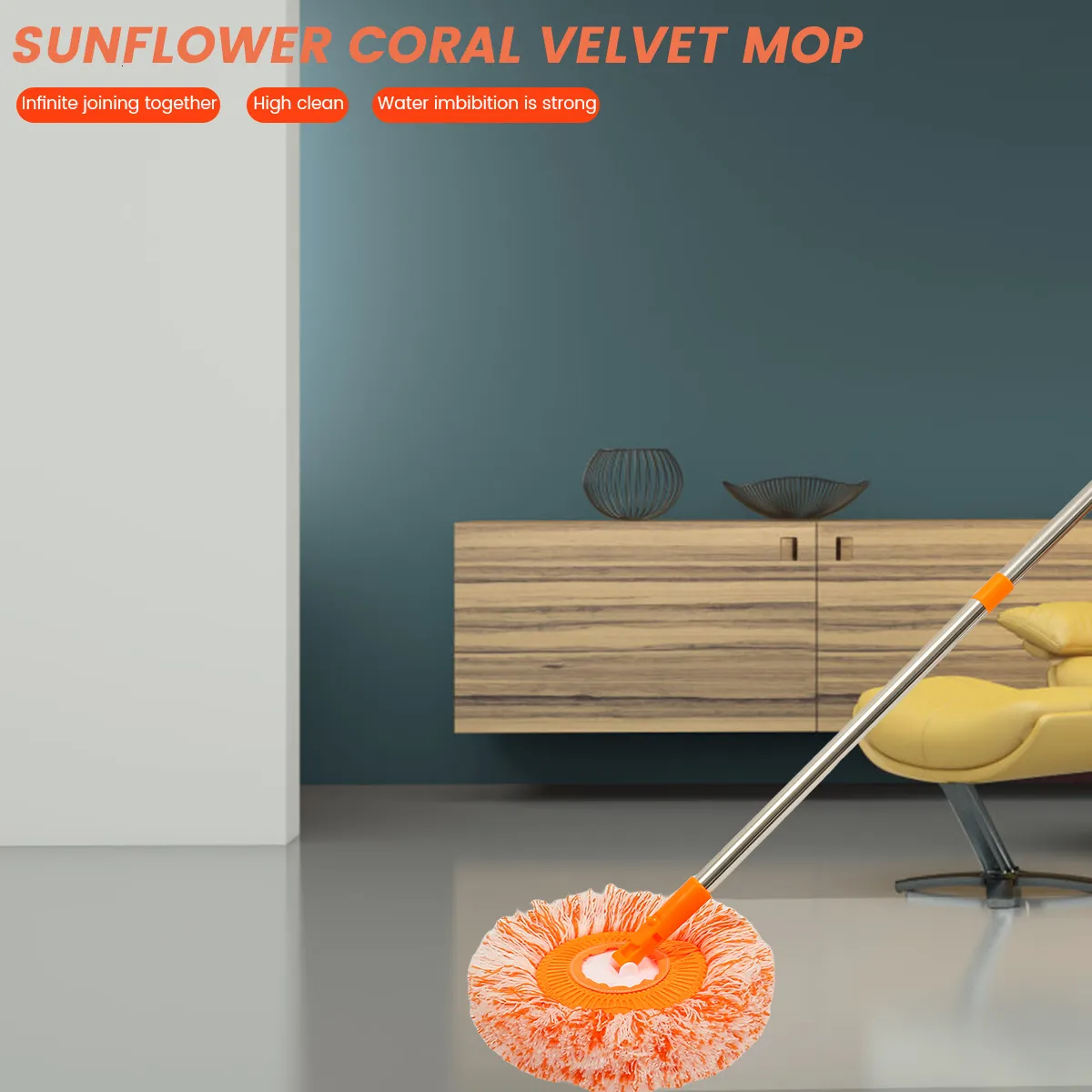 Multi-Function Coral Velvet Broom Cover Cloth Floor Mop with Reusable  Microfiber Absorbent Mop Household Cleaning