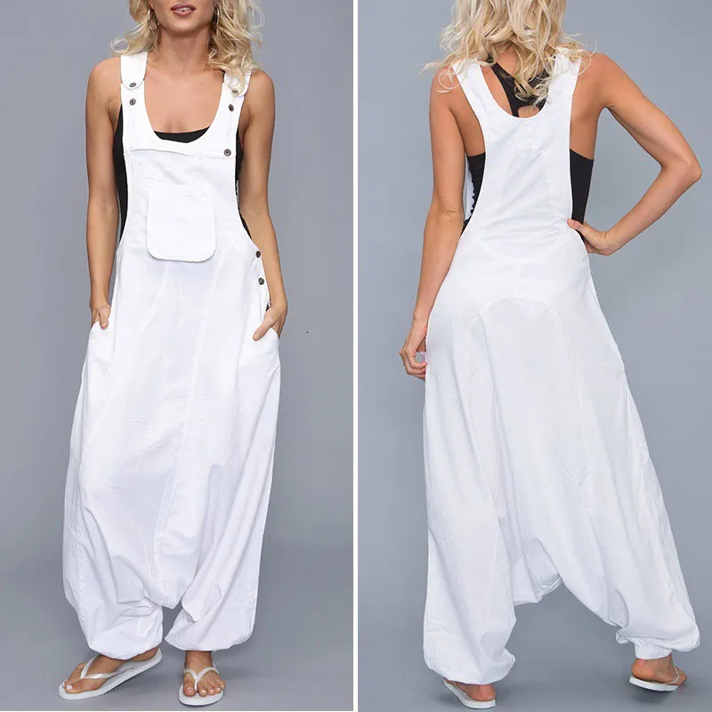 Kvinnors jumpsuits Rompers Women's Summer Löst Passning Thin Jumpsuit Harem Pants Wide Leg Pants 5xl 230727