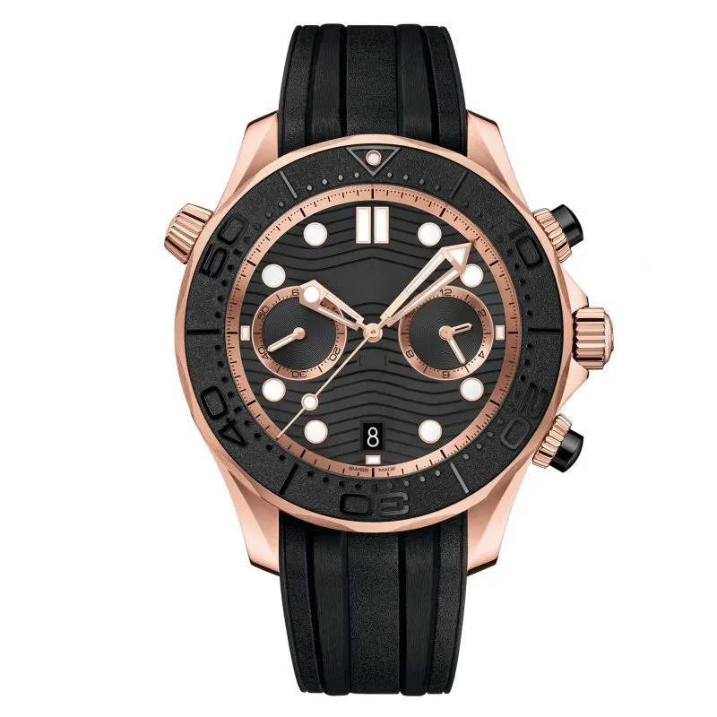 relógio masculino 44mm relógios de movimento automático com pulseira de borracha relógios mecânicos masculinos vidro de safira à prova d'água luminoso relógios de pulso ao ar livre montre de luxe
