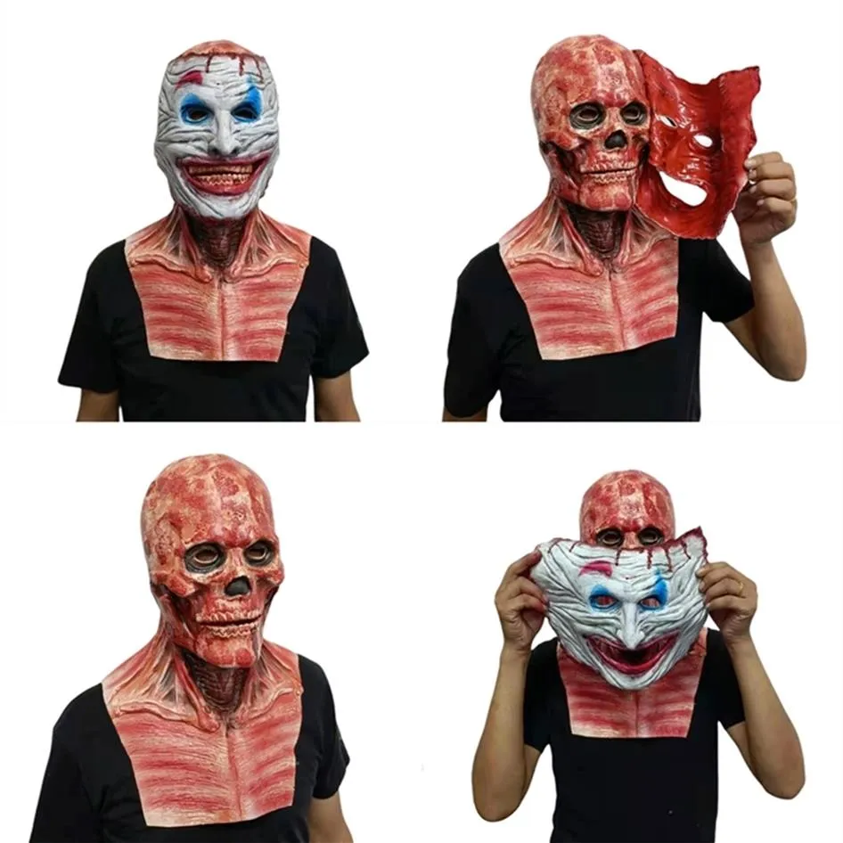 Маски для вечеринок в Хэллоуин Джокер Джек Клоун Страшная маска для взрослых густые двойные лица 220823252T