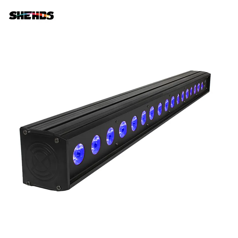 Shehds 18x18w LED Wall Wash 6in1 Rgbwa+UV Lighting Horse Racing Effect Trace Trace Lights DJ Disco Bar Indoor Light