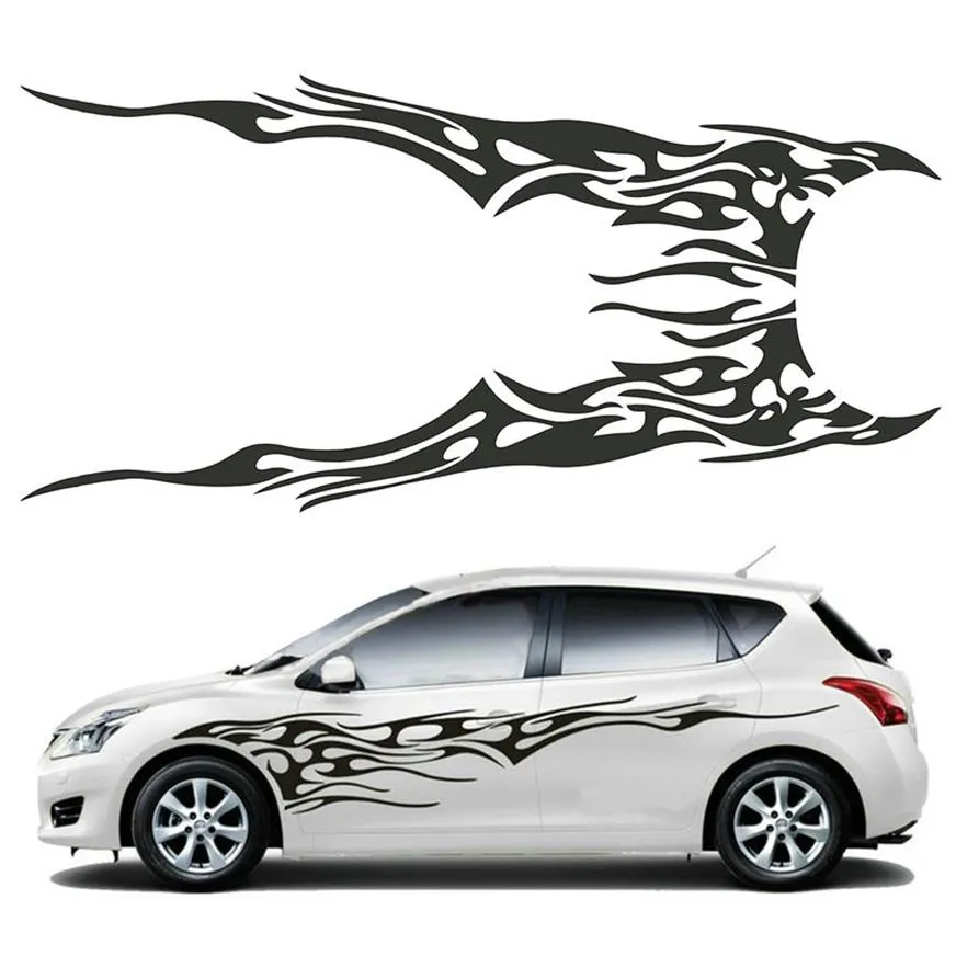 2PCS Universal Car Side Body Vinyl Sticker Flame Large Graphics Decal DIY Decoration 210 5x48cm220O