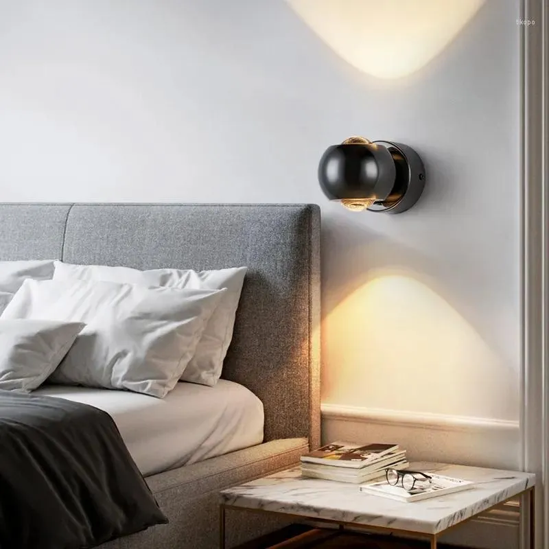 Wall Lamp Modern Grey Black Sconce LED Light Hallway Home Indoor Room Decor Nordic Bedroom Bedside Lighting Fixture
