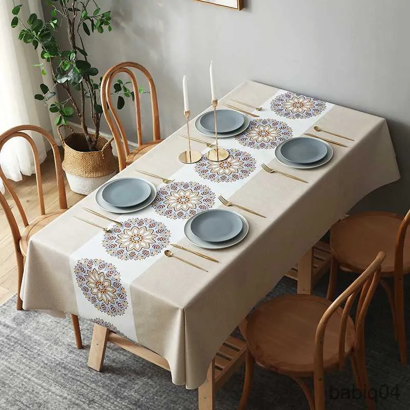 Nappe d'impression moderne Nappes rectangulaires pour la décoration de table de mariage Tables à manger imperméables Nappe R230726