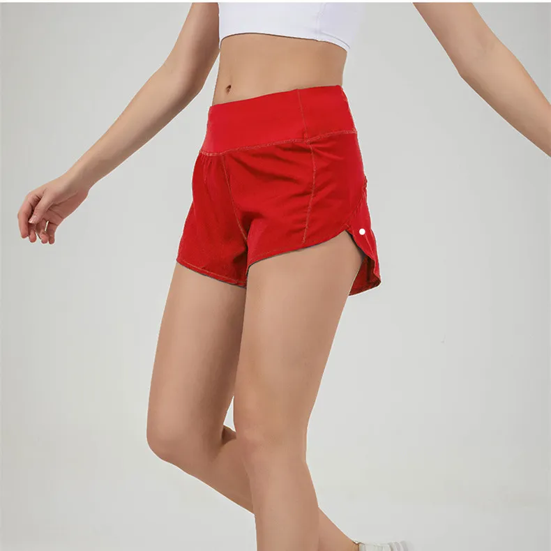 Donna lu Pantaloncini corti con cerniera posteriore Pantaloncini sportivi foderati da corsa Pantaloncini corti da allenamento per allenamento a vita alta lu88263