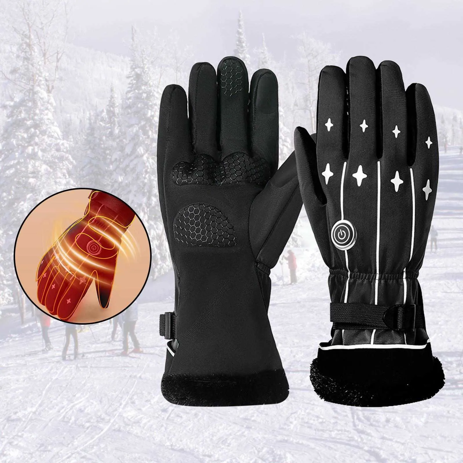 Electric Thermal Heated Gloves Touch Screen Adjustable Warm for Hiking Ski