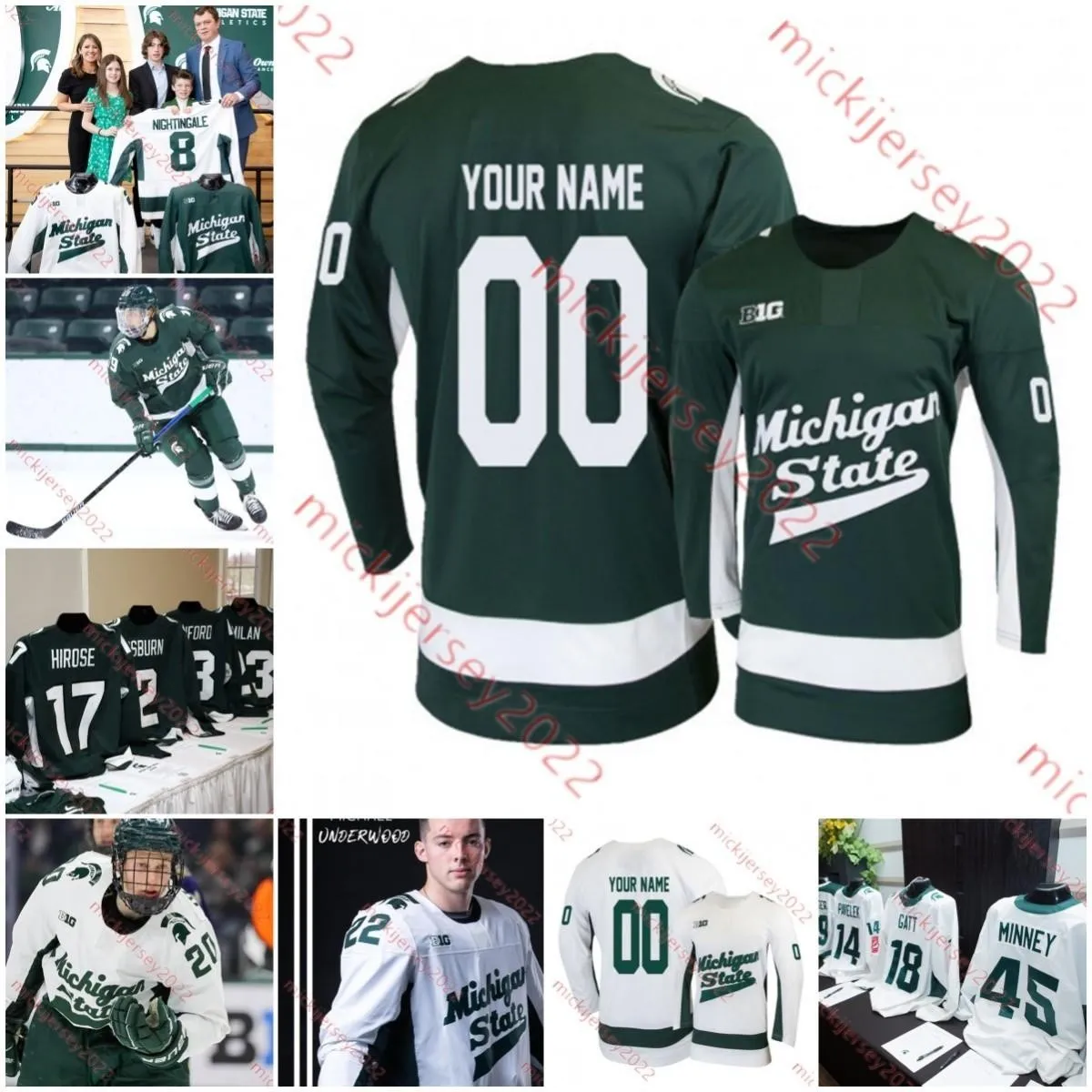 Maillot de hockey MSU Miroslav Mucha Nicolas Muller Daniel Russell Ryan Nolan Michael Underwood Jagger Joshua cousu sur mesure 2023 maillots pour jeunes hommes