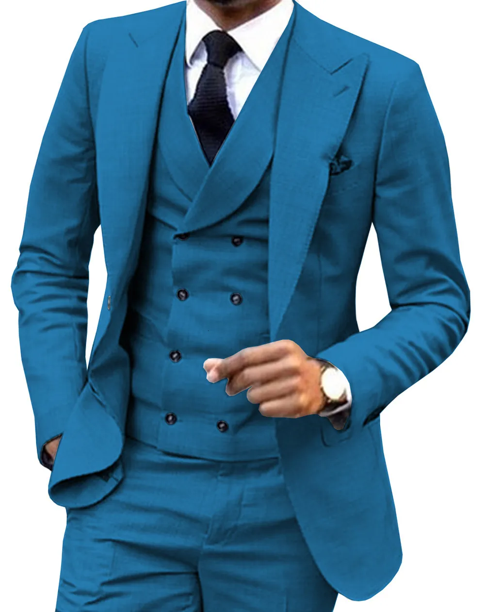 Erkekler Suits Blazers Resmi Takım Düğün İş Partisi Takım 3 Parça Çifte JacketpantsvestCustom Boyutu 230728