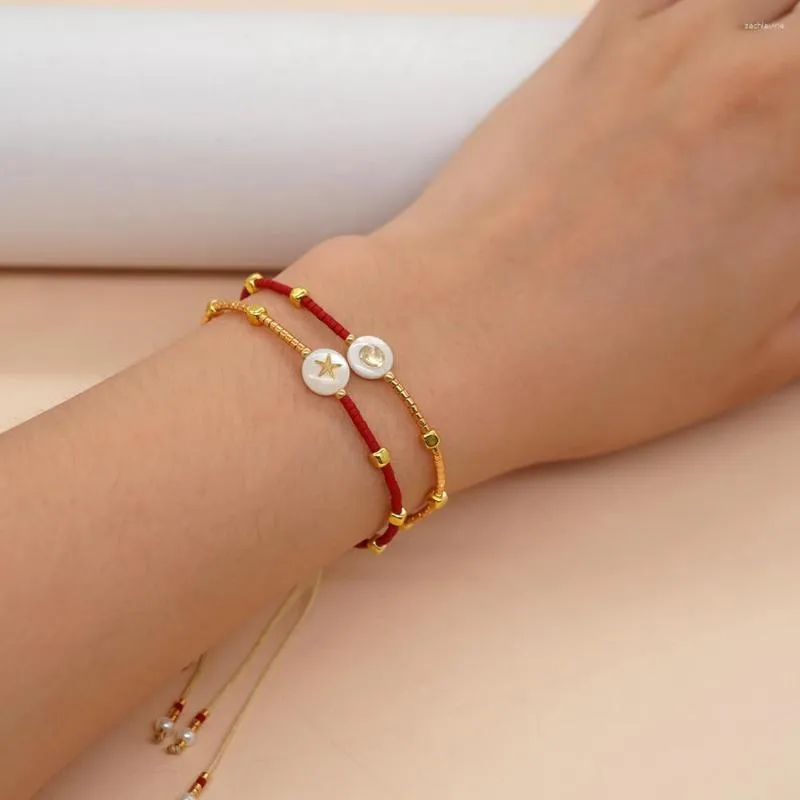 Link Bracelets In White Star Smile Shape Beaded Charm Friendship Jewelry Lucky Gift For Women Summer Beach Handmade