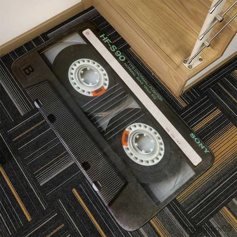 Tapijten retro muziek tape vloermat multiple choice grappige toegangsdeur mat woonkamer keuken niet-slip tapijt badkamer deurmat r230728