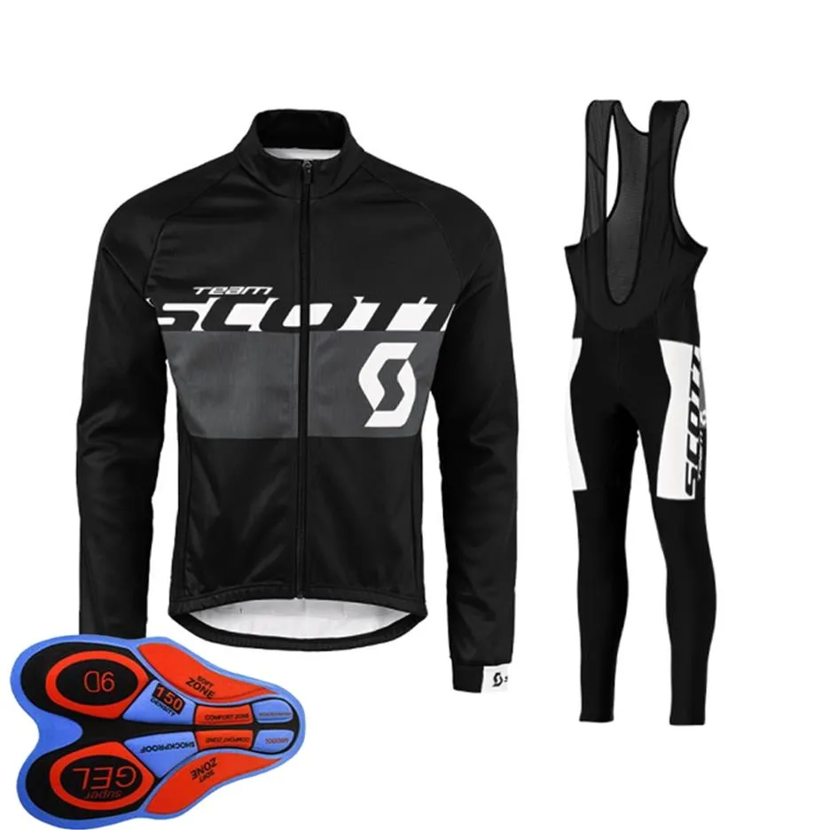 Spring Autum SCOTT Team Mens cycling Jersey Set Long Sleeve Shirts Bib Pants Suit mtb Bike Outfits Racing Bicycle Uniform Outdoor 232F