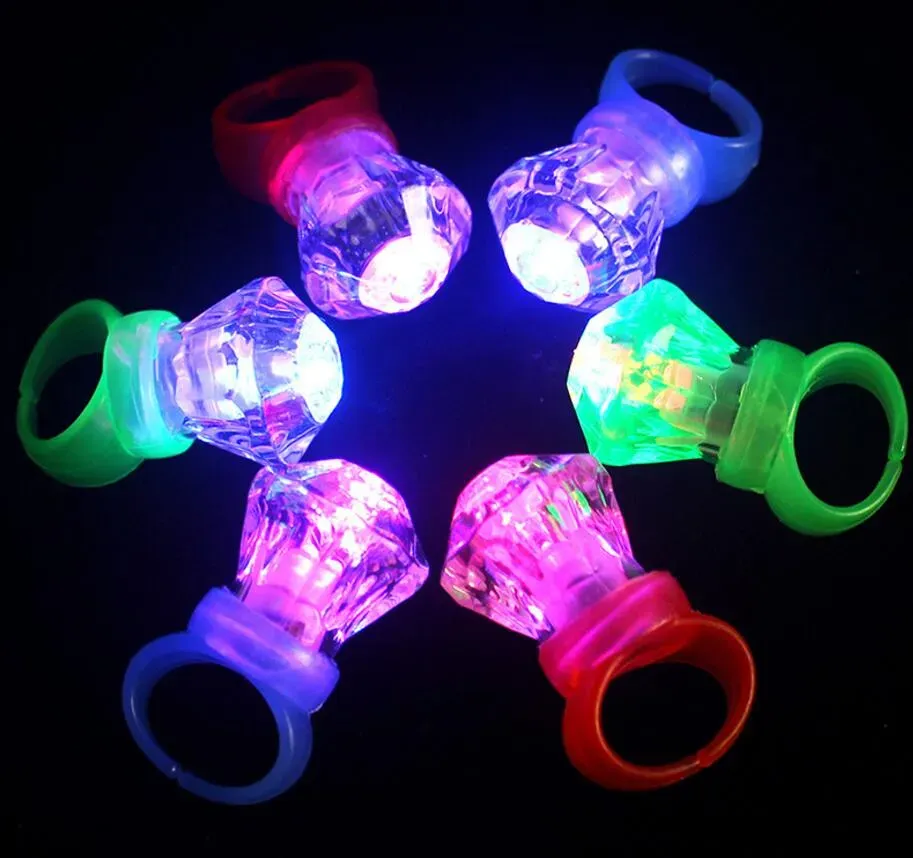 Light Up Sparkling Rings Bridal Shower Party Favors Kids Adults Flashing Plastic Diamond Bling LED Glow Ring for Birthday Bachelorette LL