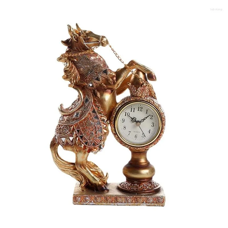 Relógios de mesa Retrô Heróico Cavalo Galopante Relógio Decoração Artesanato para Casa Armário de TV Alpendre Auspicioso