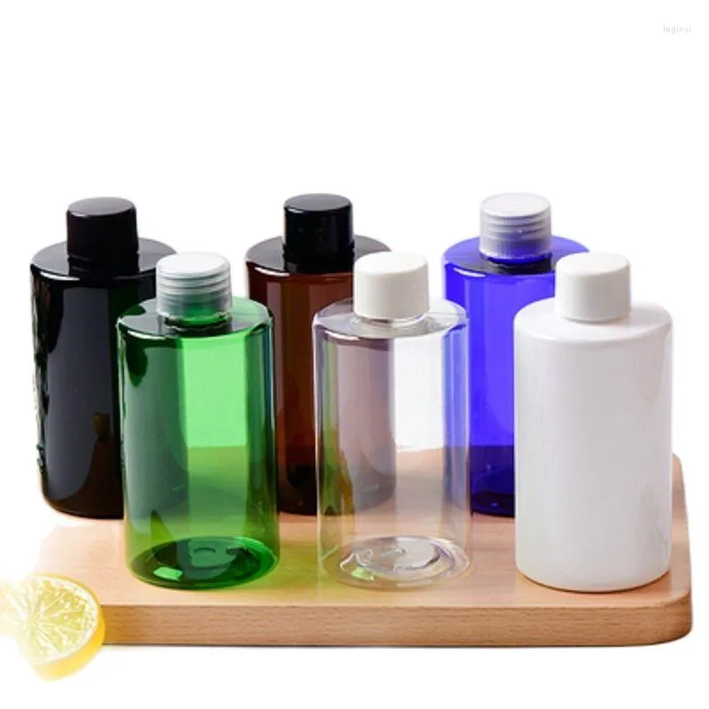 Butelki do przechowywania puste butelka plastikowe płaskie ramię PET 200 ml 20pcs Opakowanie pojemnik czarny biały przezroczysty śruba pokrywka kosmetyczna