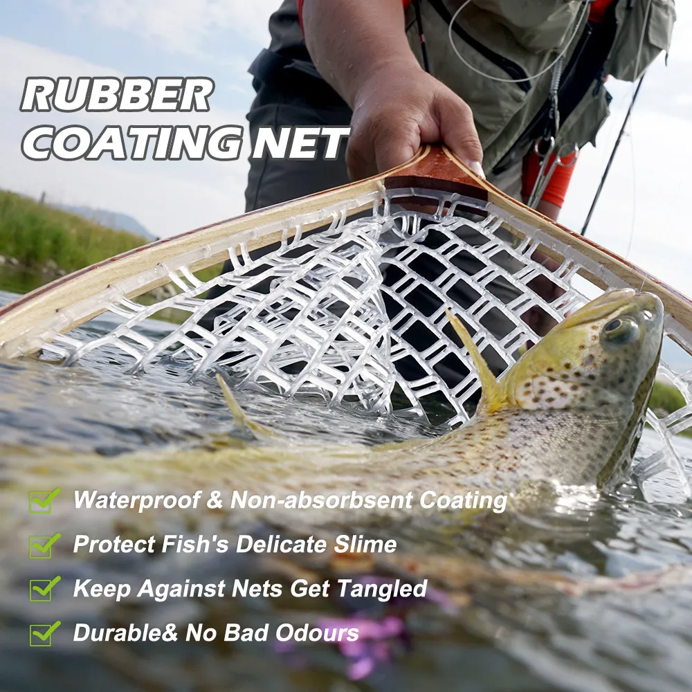 Goture Fly Fishing Net Portable Wooden Handle Casting Network
