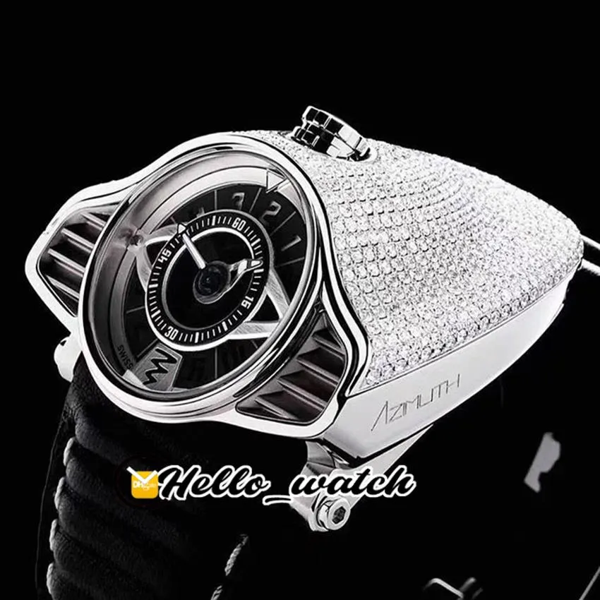 Nuovo AZIMUTH Gran Turismo 4 varianti SP SS GT N001 Full Diamonds Miyota automatico orologio da uomo quadrante argento nero orologi in pelle Hell289E