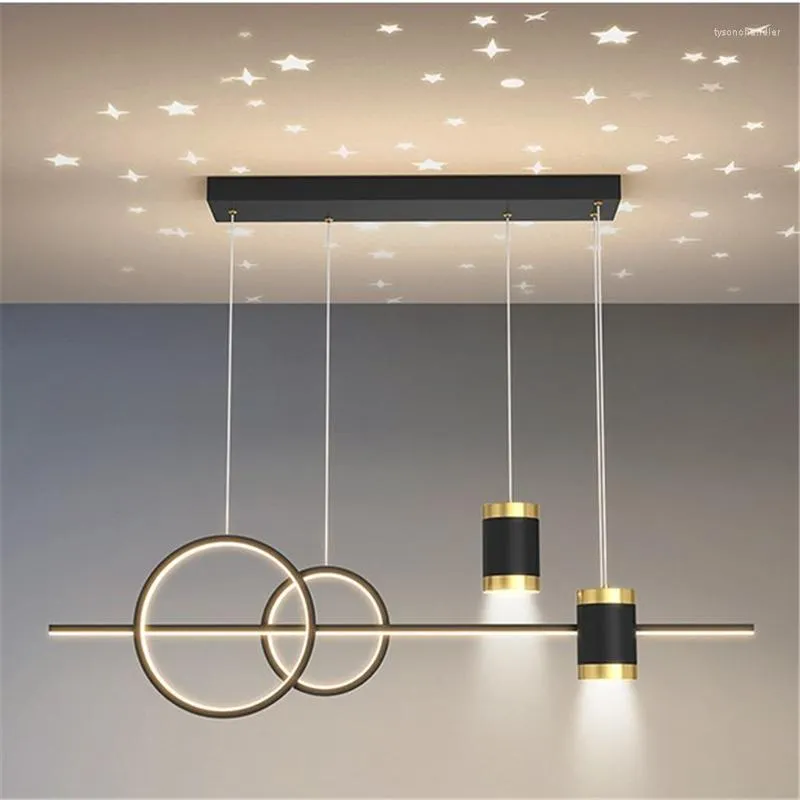 Żyrandole nowoczesne kreatywne salon LED Starry Sky Decoration Lampa Hal Minimalistyczne kawiarnie stolik wiszące lampy wiszące