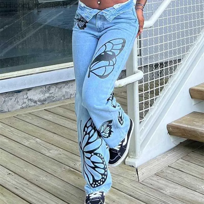 Jean Baggy Femme Taille Basse - Coupe Asymétrique Délavée - Pantalon Denim Ample Et Confortable