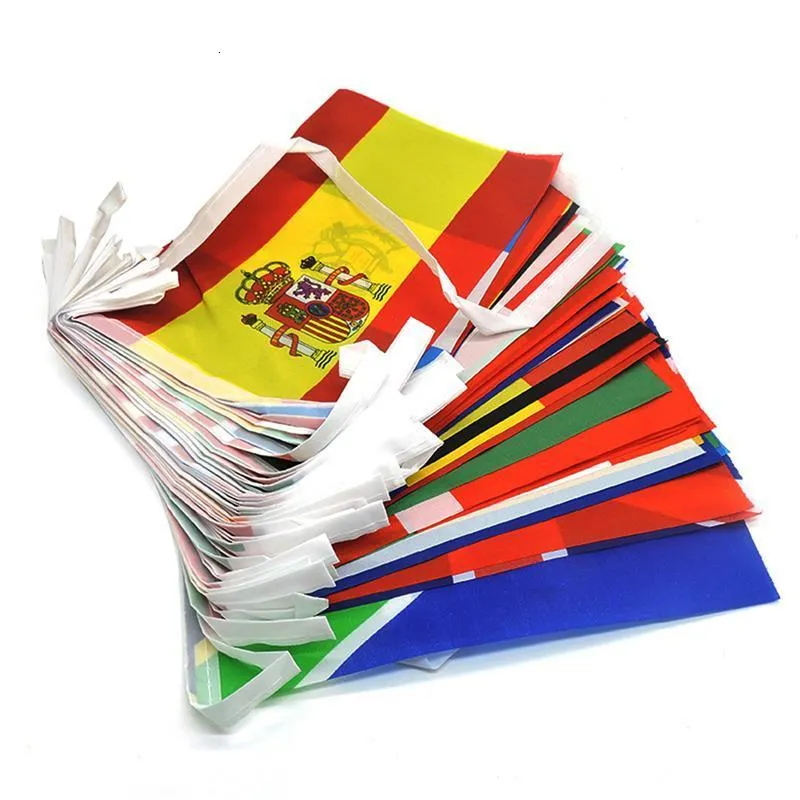 Bannerflaggor 100/200 modeländer National Flags Banner International World Flags String Flags Bunting Banner for Party Decorations 230727