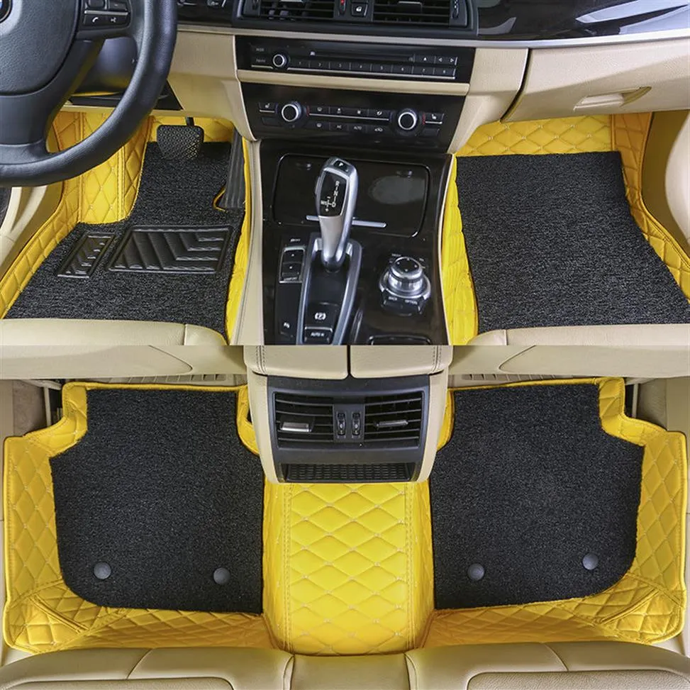 Custom Fit Car Floor Mats Specific Double Layer Leather ECO friendly Material For Vast of Car Model and Make 3 Pieces Full set Mat2577