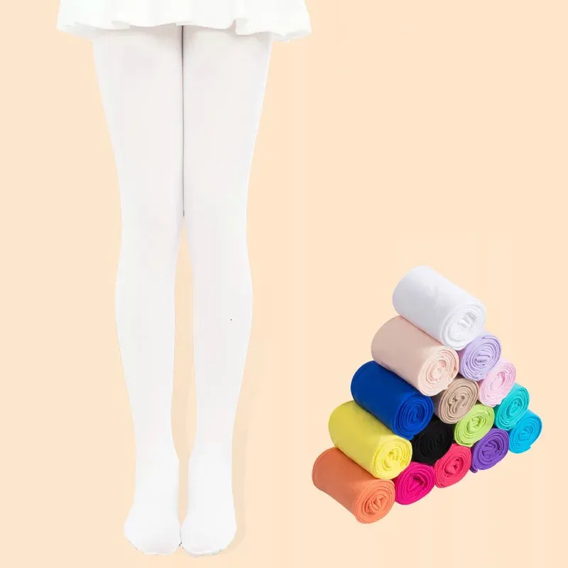 Enfants Chaussettes Collants Ballet Danse Collants pour Filles Bas Enfants Velours Solide Blanc 230728