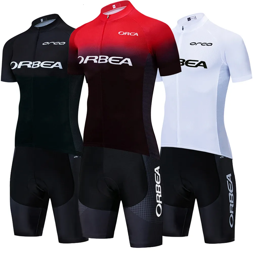 사이클링 저지 세트 여름 팀 ORCE ORCA 자전거 MAILLOT 반바지 남성 여성 빠른 건조 MTB 20D ROPA CICLISTO 자전거 의류 230728