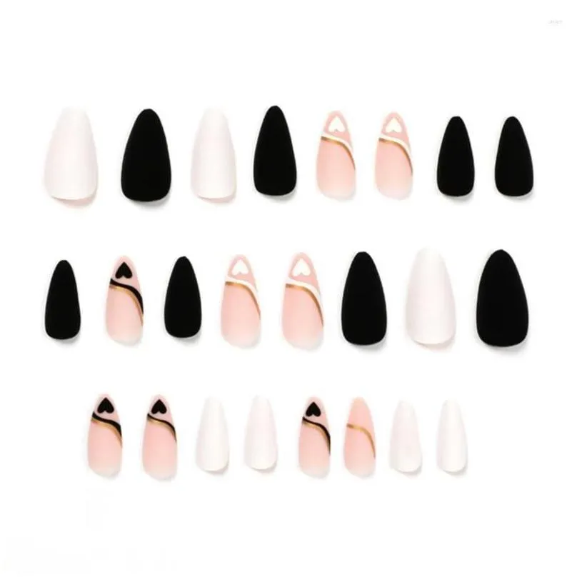 Falsche Nägel 1 Set Fake Nail Matte Finish Abnehmbare harmlose Abs Luxus Künstliche Press On mit Kleber Kit Supplies Drop Lieferung Heal Dhh4T