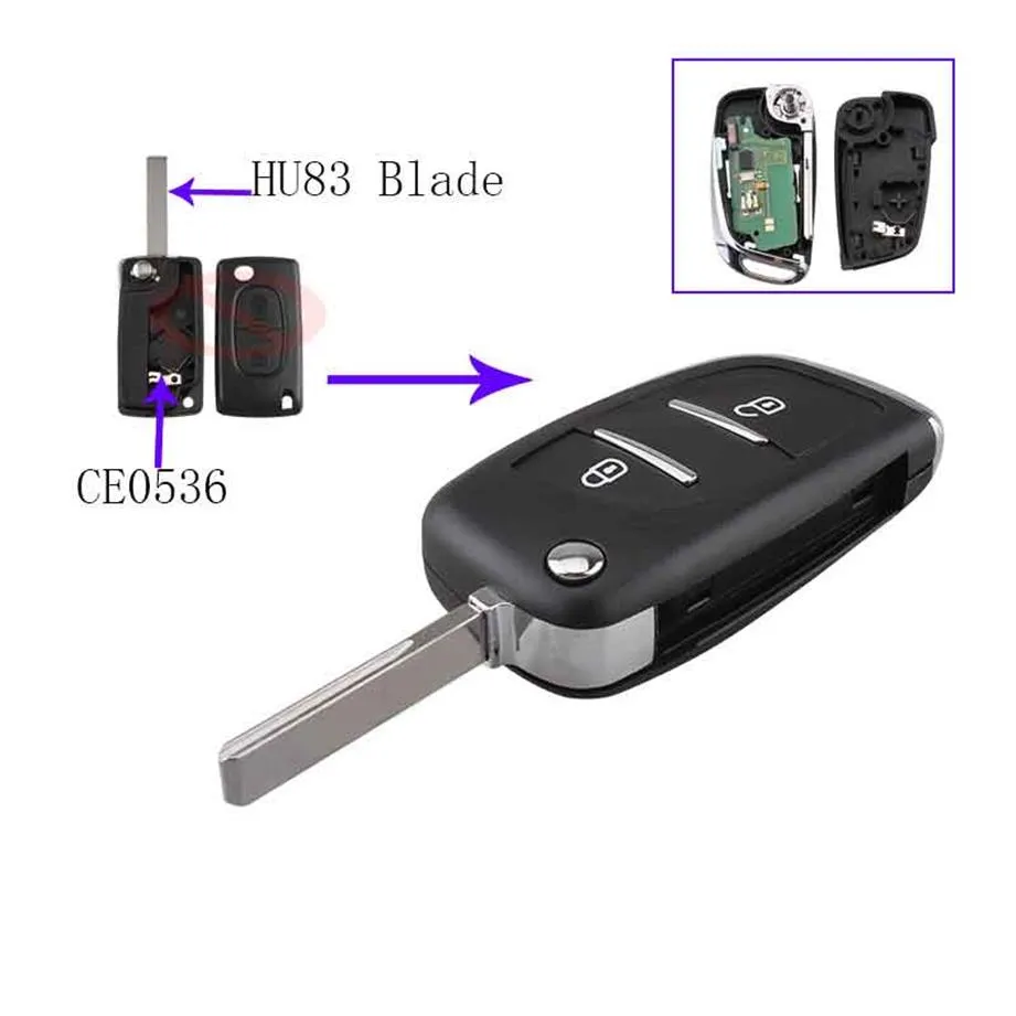 Buttons 433MHz HU83 Blade PCF7961 Chips Remote Fob Key For Peugeot 207 307 308 407 Keyless Entry CE0536 ASK Signal253g