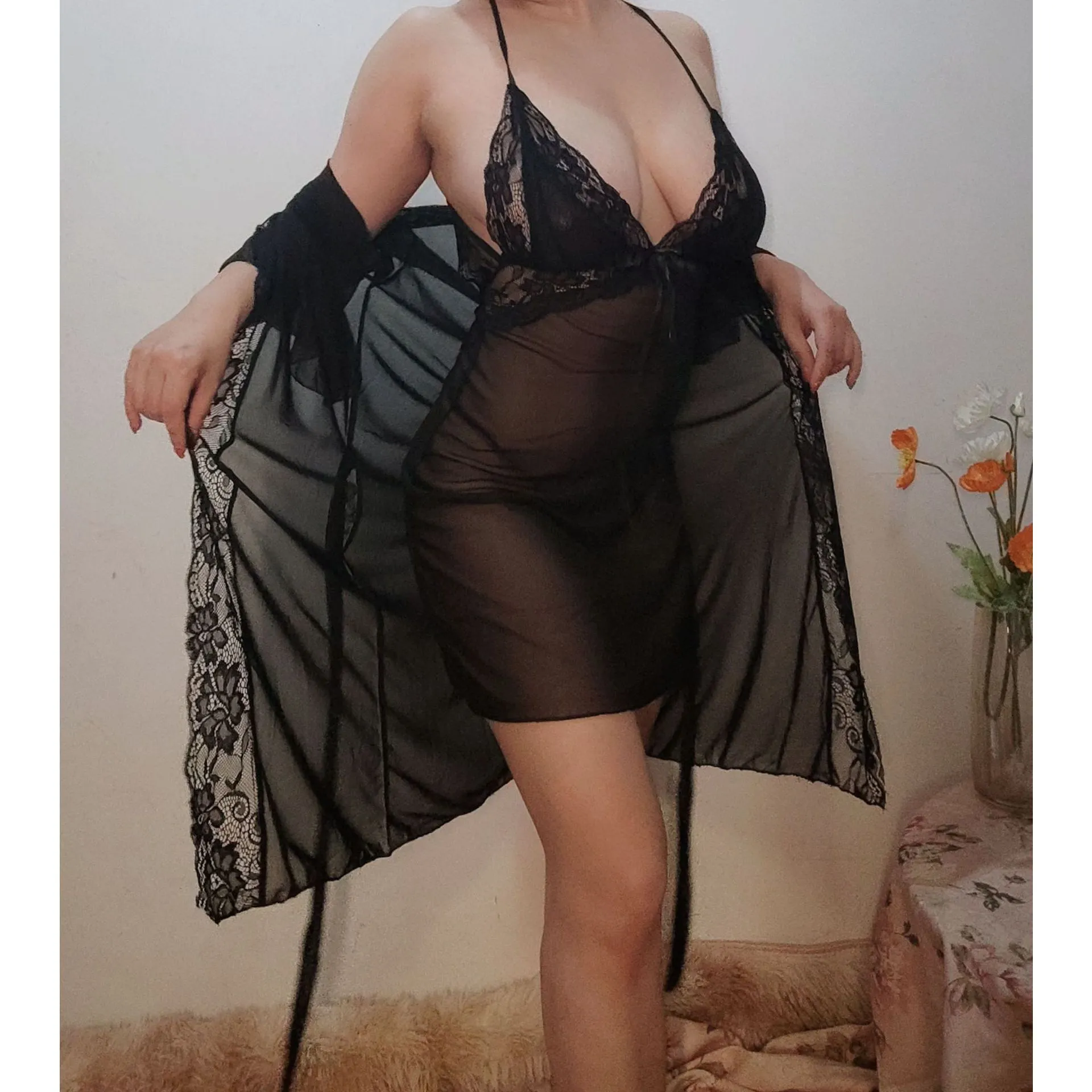 Damesontwerper, perspectiefjurk voor volwassen vrouwen, laag uitgesneden, diepe V-elastische mesh onderjurk, sexy en ademend, grote tweedelige damesjurk