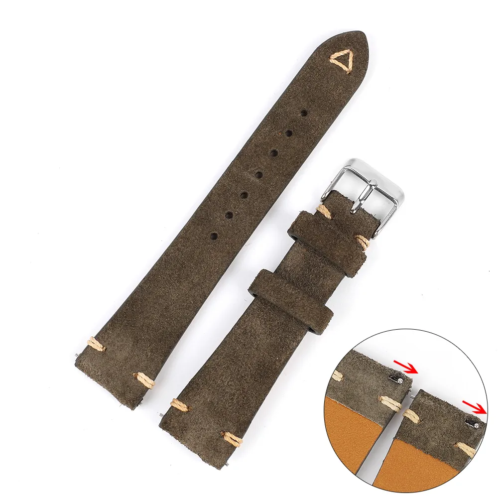 Cinturini per orologi in pelle scamosciata Vintage di alta qualà cinturini per orologi blu cinturino di ricambio per accessori per orologi 18mm 20mm 22mm 24mm  1511