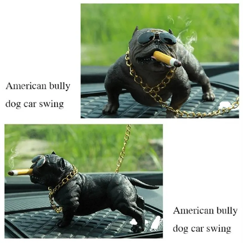 NUOVO Car Dog Decor Bully Dog Dolls Ornaments Simulato Car Interior Ciondolo Home Office Decor Giocattoli Accessori per auto198F