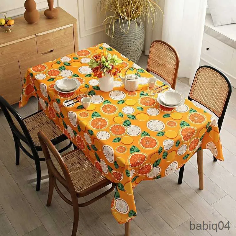 Nappe De Table De Mode Orange Nappe Rectangulaire Décoration De Restaurant Nappe Anti-encrassement Dessus De Table En Plein Air Partie Jouer Pique-Nique Tissu R230726