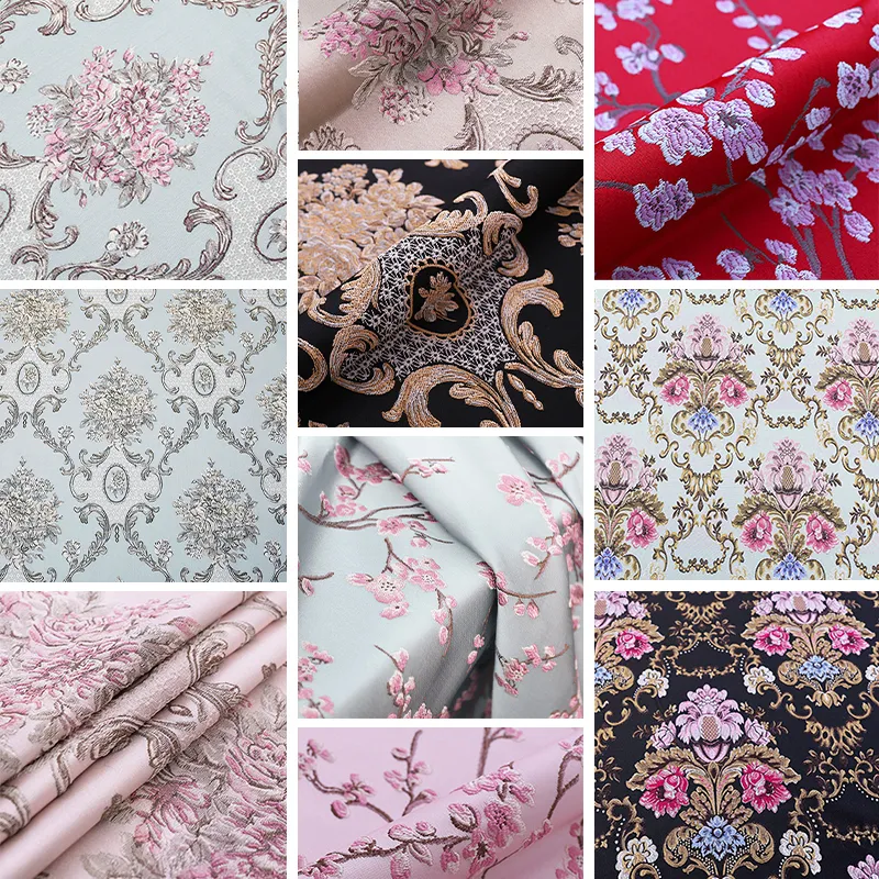 Fabric and Sewing Silk Satin Brocade Luxury Jacquard Retro Chinese Style Floral Embroidery Diy Cheongsam Clothing Kimono Apparel 230727
