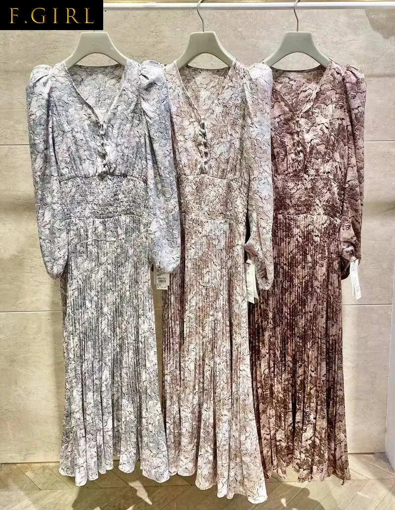 Robes décontractées F FILLES 2023 automne hiver femmes Robes japonais tempérament Vestidos col en V à manches longues élastique mince taille plissée