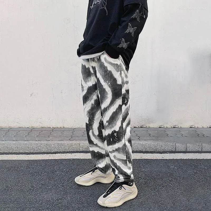 Jeans pour hommes TFETTERS Été Hommes Tie Dye 2023 Straight Denim Mid Rise Zebra Hip Hop Fashion Streetwear Vêtements