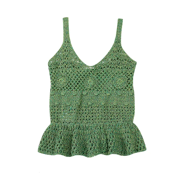 Women's Tanks Camis BMZRLJY Retro Sweet And Spicy Pure Desire Slim Hollowed Out Lotus Edge Crochet Jacquard Mesh Top Suspender Vest Female Summer 230727