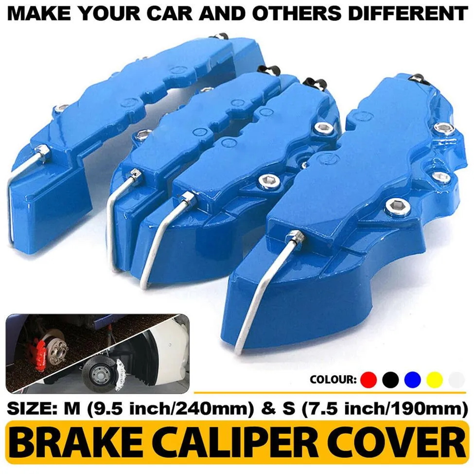 4PCS 5 Colors ABS Plastic Car 3D Disc Brake Caliper Covers Front & Rear Accessories Kit Size M S Universal256s