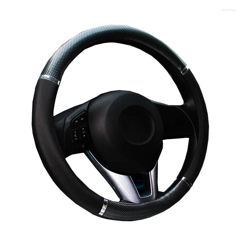 Steering Wheel Covers Factory Sale Steering-Wheel Cover Set Carbon Fiber Decal Universal 15 Inch/ Luxury Men's PU Leather