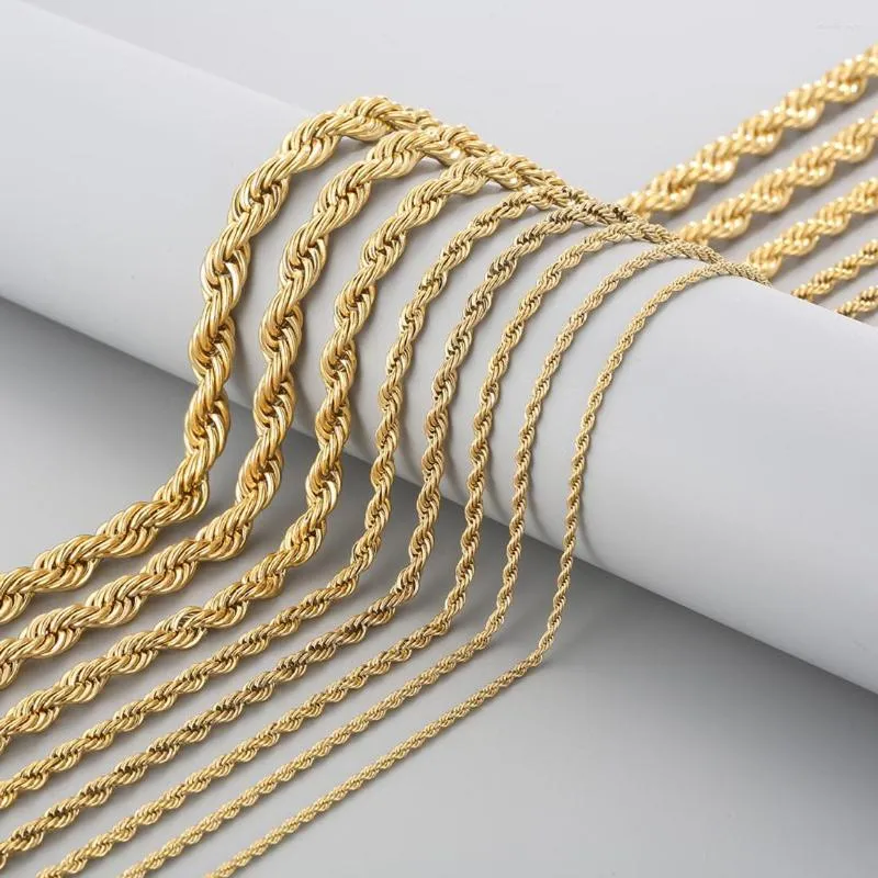 Chains Selling Gold Color/Silver Color 316L Stainless Steel 2/2.4/3/4/5/6/7/8mm Wide Rope Chain Necklace Women Men Fashion Jewelry