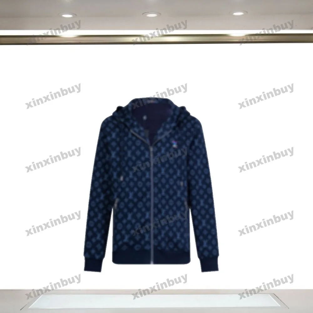 xinxinbuy Hommes designer Manteau Veste Fleur Gradient Lettre jacquard tissu à capuche à manches longues femmes bleu rouge vert blanc M-2XL