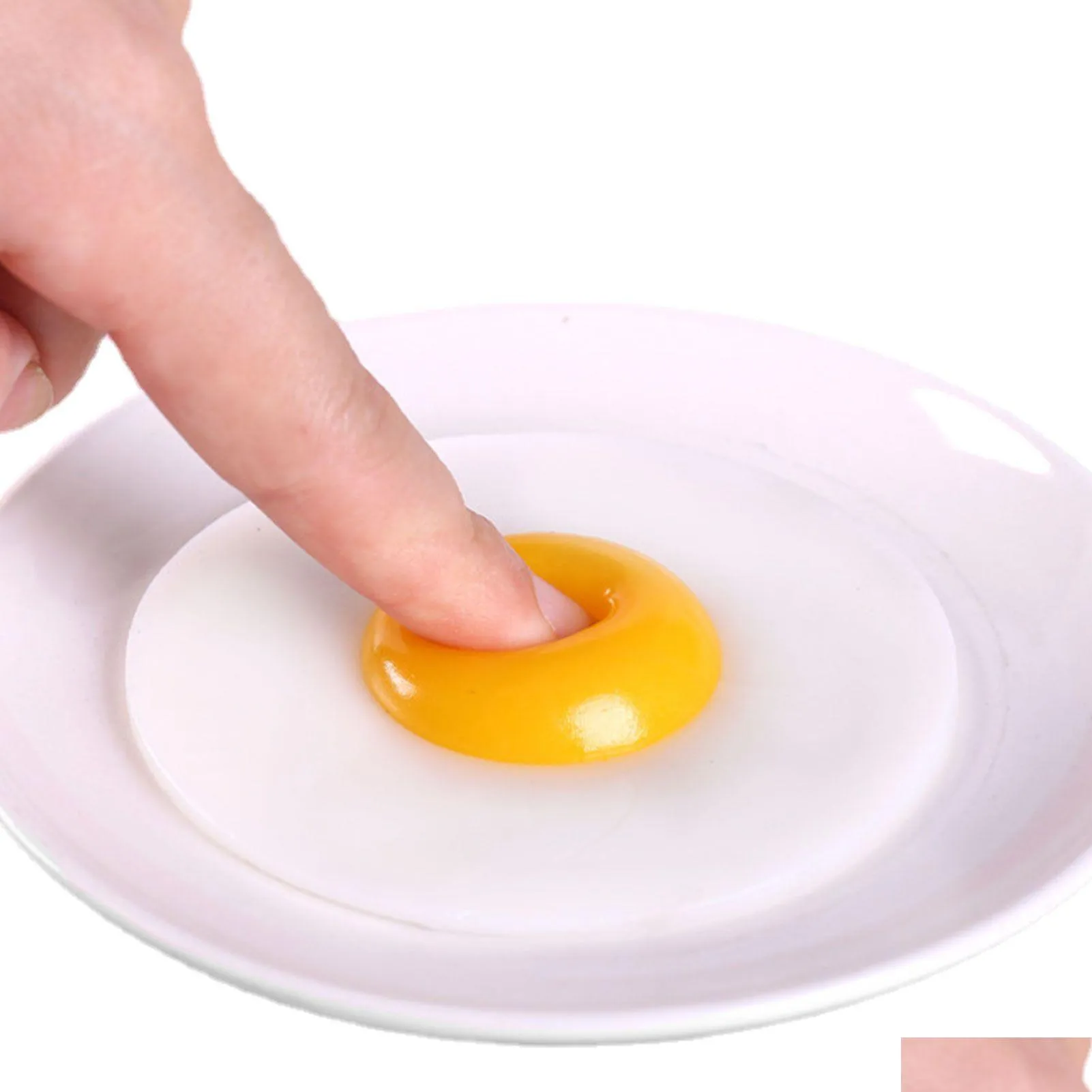 Novelty Games Sticky Tpr Rubber Eggs Squeeze Kitchen Food Toy Pretend Play Koken Fried Egg Omelet Gags Joke Kids Relieve Toys Dr Dhkj0