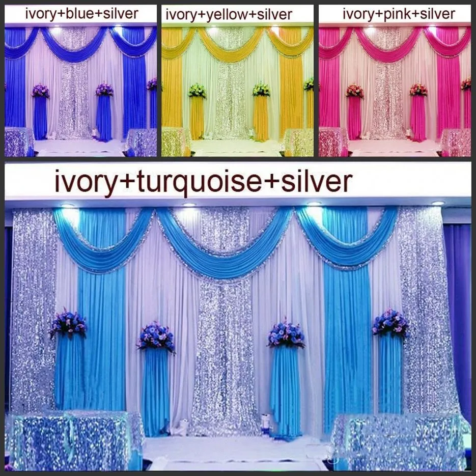 3m 6m Wedding Backdrop Swag Party Curtain Celebration Stage Performance Background Drape Silver Sequins Wedding Favors Suppliers3132