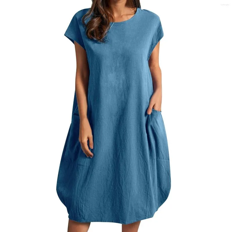 Casual Dresses For Women Loose Fit Pocket Dress With O Neckline And Short  Sleeves Solid Color Party Tops From Julia_dress, $33.58 In Bulk | DHgate.Com