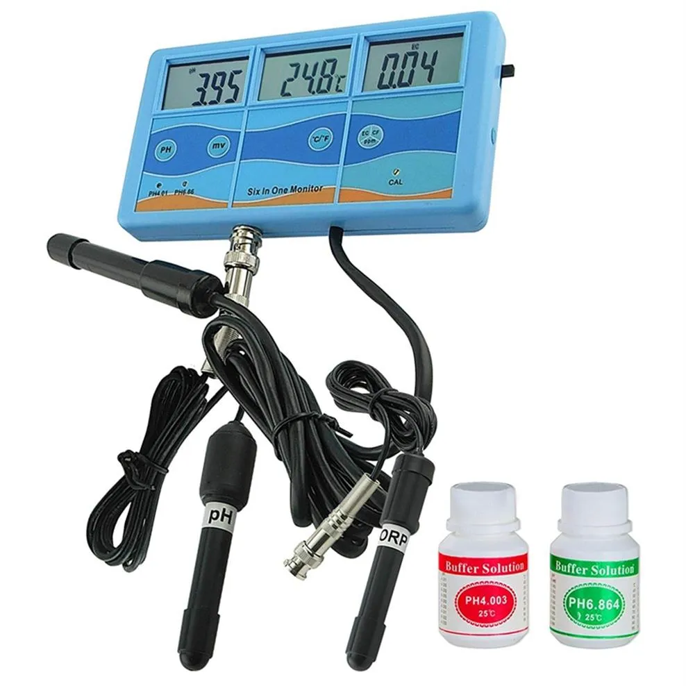 Multi-Function 6 In 1 Orp Mv Ph Cf Ec Tds Fahrenheit Celsius Meter Tester Thermometer Water Quality Monitor Eu Plug253h