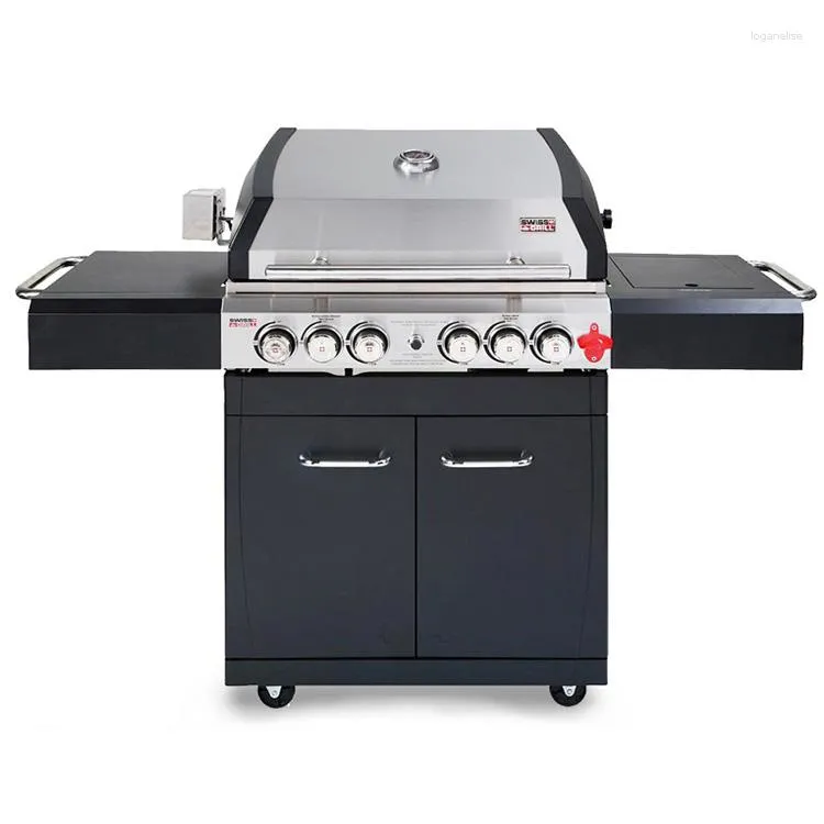 Elektriska ugnar Professional Black Outdoor Charcoal Grill Barbecue BBQ Gas med vagn